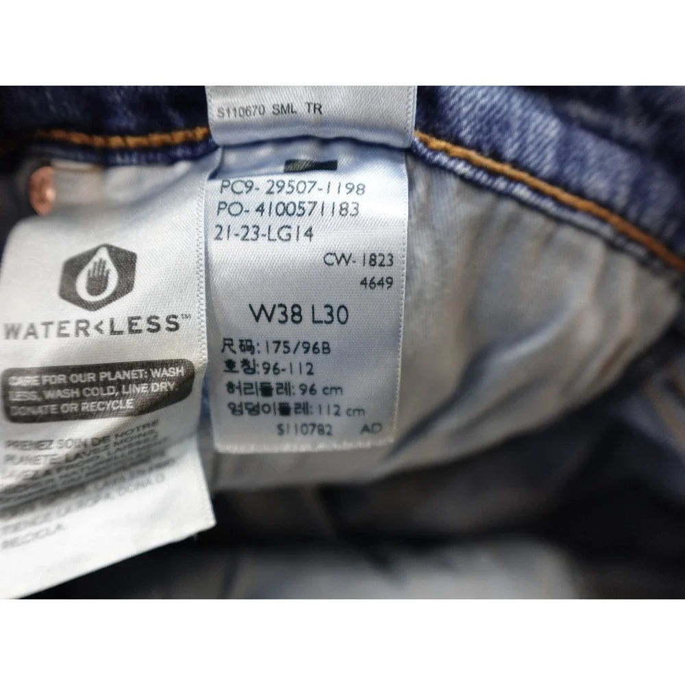 Levi's 502‎ Taper Jeans Mens 38x30 Blue Excellent Premium Waterless Denim 29507
